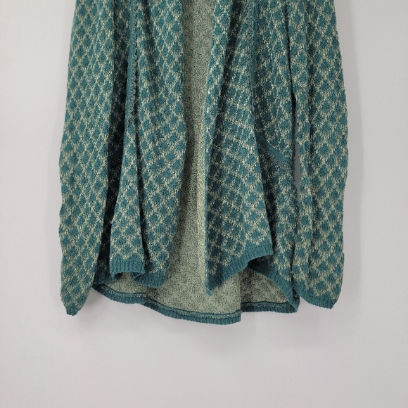 Anthropologie Knitted and Knotted Cardigan Sweater Women's Medium Green Beige - Picture 8 of 16
